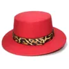 Berets Retro Women Men /Kid Child Wool Feel Fedora Flat Dome Ovel Top Cap Bowler PorkPie Pork-Mor-Hat Wide Leopard Band (54/57 cm