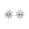 Boucles d'oreilles à tige flocon de neige scintillant Moissanite pour femmes, argent S925, bijoux de luxe certifiés originaux, accessoires, cadeau d'anniversaire pour amoureux