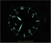 Relógios 44mm Geervo Black Dial Asiático 6497 17 Jóias Mão Mecânica Movimento Vento Relógio Masculino Verde Luminoso Relógios Mecânicos Gr286g8