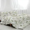 Sätt ljusgröna och ljusbruna blad sängkläder med täcke täcker 3 stycken sängöverdrag med 2 kudde skamar ren gardiner