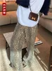 ULXH 표범 프린트 청바지 여성 하이 허리 빈티지 넓은 다리 데님 바지 스트리트웨어 패션 레트로 가기 y2k 캐주얼 240227