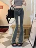 Jeans da donna Skinny Flare Donna Vintage Chic Harajuku Moda coreana Ins Semplice Dolce Y2k College Girls Primavera Streetwear Vita alta