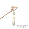 Hair Clips Golden Hairpin Pearl Tassel Stick Jewelry For Women Floral Fringe Vintage Clasp Lotus Flower Bun Bijoux