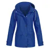 Jackets Women Solid Rain Jacket Outdoor Plus Size Waterproof Hooded Raincoat Windproof New Warm Jacket Windproof Outdoor