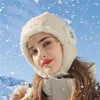 Berety 2024 Pilot Winter Hat Outdoor Rosyjska moda kobiet ciepła pluszowa i gęsta zimna dowód rowerowy faux futra