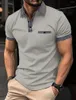 남성용 폴로 캐주얼 짧은 슬리브 폴로 셔츠 패션 격자 무늬 라펠 라벨 티셔츠 통기성 wea