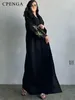 Etnik Giyim Eid Ramazan Siyah Müslüman Kadınlar İçin Mütevazı Elbise Suudi Arapça Femme Açık Düz Abaya İslam Türkiye Fas Kaftan