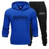 BOS New Brand Tracksuit Fashion Hoodies للرجال ملابس رياضية من ثلاث قطع من مجموعات من الصوف المزخرف بالقلع +