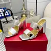 Frauen Sandalen High Heels Nieten Hausschuhe Peep Toe 8,5 cm Dicken Absätzen Echtes Leder Sommer Frau Schwarz Nude Rot marke Slipper