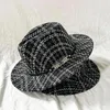 Berets Women Plaid Luksus Feel Fedora kapelusz dla eleganckich mężczyzn jesień zimowej imprezy sukienka ślubna czapka jazz sombreros de mujer