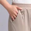 CAPRIS MIDDLEAGED Women 바지 바지 봄 가을 하이 허리 슬림 연필 바지 어머니 의류 플러스 하렘 바지 여성 바지