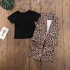 Kläderuppsättningar Mababy 1-6y Summer Toddler Kid Girls Leopard Clothes Set Black T Shirt WaistCoat Shorts Outfits Chidlren Disumer