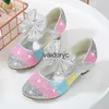 Flat Shoes Girls Leather Shoes Princess LDren Round-Toe Soft-Sole Big Girls High Heel Crystal singleh24229