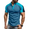 Camiseta para hombre Deportes al aire libre Polo de manga corta con cuello alto Camisas polos de diseñador Camisetas con paneles de moda para hombre Mezcla de algodón Patchwork de verano Camisetas de fitness