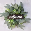 Decoratieve Bloemen Kunstmatige Eucalyptus Bladeren Decoraties Krans Kerstvakantie Decor Met Welkom Houten Bord Voor Thuis