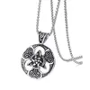 Collier avec pendentif en forme de cercle celtique, symbole Triquetra, breloque ronde avec chaîne en acier inoxydable, Punk irlandais, nœud concentrique, accessoires de bijoux, vente en gros