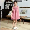 Girl Dresses 2024 Summer Cotton Kids Dress 4-14 Yrs Girls Red Plaid Loose Sleeveless Teens Casual Clothes Toddler Bohemian