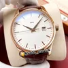 New Calatrava Rose Gold Case 5227 5227R-001 A2813 Automatic Mens Watch Date White Dial Brown Leather Strap Gents Watches Hello Wat2715