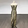 seksowna węża skóra druk kobiety Lady Maxi długie sukienki bandażowe złota z ramion projektanta mody sukienka Ady1325
