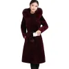 Fourrure Nouveau femmes longue vison velours veste automne hiver fausse fourrure à capuche pardessus femmes grande taille épais chaud vison velours fausse fourrure manteau