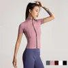 Chemises actives veste de Yoga mince Fitness manches courtes sport Cardigan à fermeture éclair T-shirt col montant femme Ropa Deportiva Mujer Top Deportivos