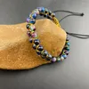 Bracelets à maillons colorés bicouches en pierre de tigre de la galaxie, tissés à la main, réglables, pour femmes et hommes, bijoux en perles de style bohémien, cadeaux