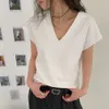 Nueva camiseta de Du Xiaozhai para la camiseta Liangpi de amoníaco líquido para mujer de primavera y verano.Top versátil informal de manga corta con cuello en V sin costuras para mayor comodidad