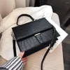 Evening Bags Korean Style Women Handbags Female Briefcase Unique Alligator Ladies Shoulder Messenger Bag 2023 Black Khaki Crossbod204E