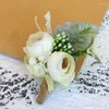 Brooches 1pc Bridesmaids Groomsmen Wedding Groom Bride Rose Beige Corsage