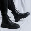 Stiefel Herren Casual Original Leder Schwarz Stilvolle Plateauschuhe Cowboy Ankle Boot Party Bankett Kleid Hübsche Motorrad Botas