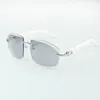 Ventes directes les plus récentes lunettes de soleil photochromiques haut de gamme (marron ou gris) à verres coupants 4189706-A bâtons de corne de buffle naturelle blanche taille 58-18-140 mm