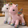 Almofadas 1pc 40cm Fantastic Unicorn Plush Toy Rainbow Horse with Wings recheado unicornio boneca brinqued