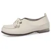 Zapatos informales AIYUQI para mujer, Vintage, primavera 2024, punta redonda, con cordones, cuero genuino, talla grande