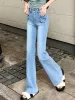 Jeans Full Length Jeans Women Boot Cut Vintage High Waist Casual Bleached Chic Allmatch Elegant S4XL Korean Style Fashion Fit Ladies