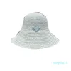Chapeau de pêcheur en paille pour femmes, Simple, couleur unie, rotin tissé, Triangle métallique, grand bord, seau plat, chapeau d'extérieur, Vintage, mode