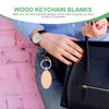 Keychains 50pcs 금속 키 링과 함께 나무 키 체인 DIY 빈 나무 체인 태그 펜던트