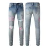 Jeans Miri Jeans Diseñador Bordado Moda Moda Men de estilo de mezclilla de lujo Biker desgastado Biker Black Blue Jean Slim Fit
