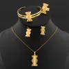 Dubai Small Necklace Earrings Ring Bangle Set Luxury Smycken Set Child Copper Material ofarligt icke -allergiframkallande 240226