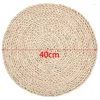 Bordmattor Big Deal 4 PCS Corn Straw Woven Placemats Round Rattan Natural Handmade Heat Isolation Pad