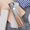 Dinnerware Sets 50Sets Stainless Steel Chopsticks Spoon Set With Wooden Handle Tableware In Chopstick Box