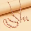 BLIJERY rose gold color Wedding Jewelry Sets for Women Crystal Necklace Earrings Bracelet Bridal 240220