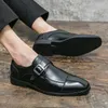 ارتداء أحذية الرجال الرسمية للرجال مونك مصمم إيطالي أكسفورد لحفل الزفاف لجلد الابازيم المزدوجة البني