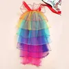 Rokken Vrouwen Regenboog Drukte Rok 7 Gelaagde Tie-on Riem Tule Tutu Overrok Dansen Ruffle Tiered Mini Petticoat Stadium clubwear