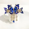 Hårklipp Fashion Elegant Zircon Butterfly Tassel Hairpin Accessories for Women Retro Ethnic Style Small Crab Clip Headwear Jewelry Gift