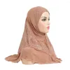 Ubranie etniczne Malezja jednoczęściowa amira instant Hidżab gotowa do noszenia koronkową głową muzułmańską islamską chustę na głowę Pull On Neboras Bandanas 70