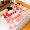 Coussins à grande taille kawaii chat roux renard en peluche jouet doux mignon animal poupée en peluche de lit de lit de lit long pour bébé cadeaux d'anniversaire de bébé