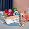 Acessórios personalizados cesta de brinquedo do cão impressão livre caixa de armazenamento para animais de estimação dobrável diy nome personalizado brinquedos acessórios saco de lona do cão produtos para animais de estimação