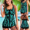 Swim wear 2022 New Printed Two Pieces Swimdress Tankini Women Plus Size Swimsuit Female Summer Beachwear Swimwear Bathing Suit Bikini 5XL 240229