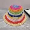 Chapéus de aba larga Chapéus de balde Chapéu de palha feminino Rainbow Crochet Feito à mão Panamás Proteção UV Viseira de sol Chapéus de praia Mulheres Viseiras Dobráveis Chapéu de sol de verão