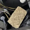 24Ss Womens Designer klassischer Single -Klappen Raffia -Weave Beige Bags Gold Metall Hardware Matelasse Kette Crossbody Schulterhandtaschen Outdoor Sacoche Strohhalm 25 cm